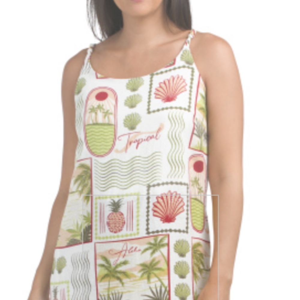 New C&C CALIFORNIA Linen Blend Ponzu Stamp Mini Dress -Size Large
